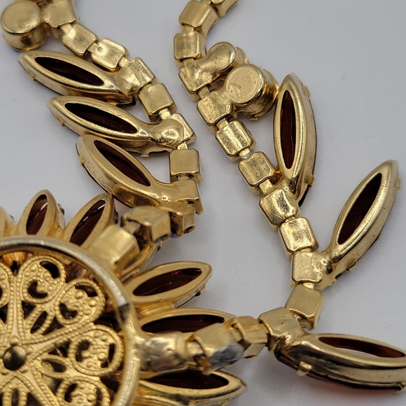 VTG Juliana Necklace | Amber/Topaz & AB Rhinestones | Verified | *AS IS* - Picture 8 of 12